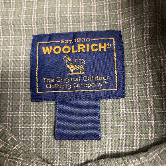 WOOLRICH SHIRT BUTTON DOWN LONG SLEEVE MENS XL CHECK LIGHT MOSS COTTON CASUAL - Picture 5 of 10